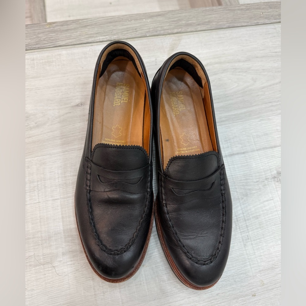 Samuel Hubbard Leather Penny Loafers Black Made in Portugal Comfort Shoes Mens 9